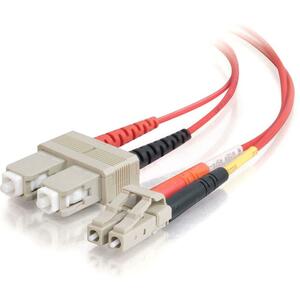 C2G-10m LC-SC 62.5/125 OM1 Duplex Multimode Fiber Optic Cable (Plenum-Rated) - Red