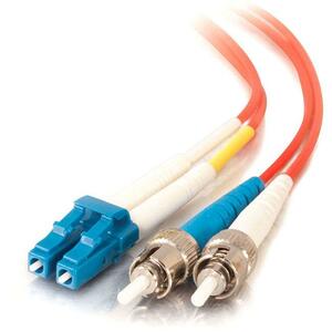 C2G-1m LC-ST 9/125 OS1 Duplex Singlemode Fiber Optic Cable (Plenum-Rated) - Red