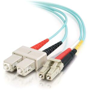 C2G-1m LC-SC 10Gb 50/125 OM3 Duplex Multimode Fiber Optic Cable (Plenum-Rated) - Aqua