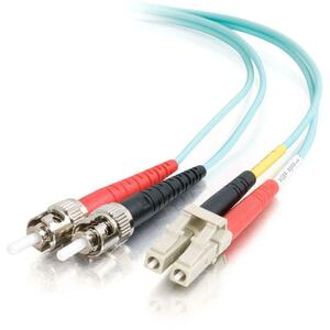 C2G-3m LC-ST 10Gb 50/125 OM3 Duplex Multimode Fiber Optic Cable (Plenum-Rated) - Aqua