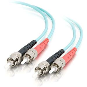 C2G-1m ST-ST 10Gb 50/125 OM3 Duplex Multimode Fiber Optic Cable (Plenum-Rated) - Aqua