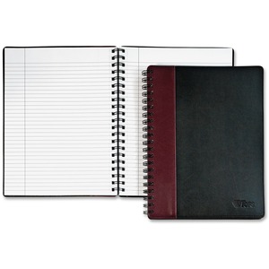 Leatherette Notebook, 10-1/2x8 , Ruled, 96 Shts, BK/BY