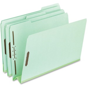 Green Pressboard 3 Cap. Folders with 2 Fasteners, 1/3 Cut, Legal, 25/Box (ESS17187)