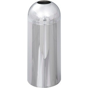 Dome Receptacle with Open Top, 15 Gallon, 15 dia. x 37h, Chrome (SAF9875)