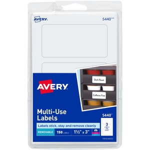 Avery® Removable Labels, Removable Adhesive, 1-1/2" x 3" , 150 Labels (5440)