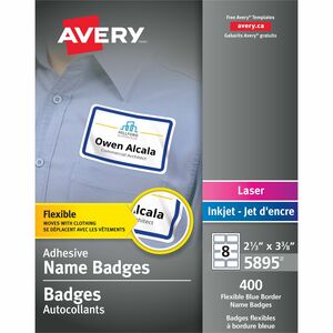 White Rectangle Labels Flexible Name Tag Stickers 400 Removable Name Badges 2-1/3 x 3-3/8-1 