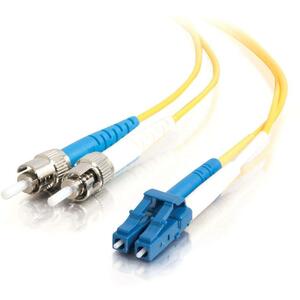 C2G 20m LC-ST 9/125 OS1 Duplex Singlemode PVC Fiber Optic Cable (USA-Made) - Yellow