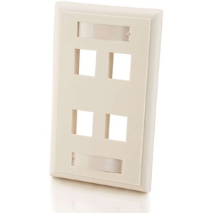 C2G Four Port Keystone Single Gang Wall Plate - White