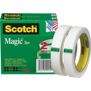 MMM8102P3472 - Magic Tape Refill, 3 Core, 0.75 x 72 Yds, Clear, 2/pack