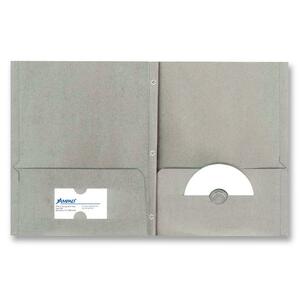 Leatherette Folder,w/2 Pckts/Fstnrs,11-3/4x9-3/5 ,25BX,GY