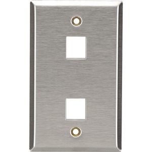 Black Box Keystone Wallplate - Stainless Steel, Single-Gang, 2-Port