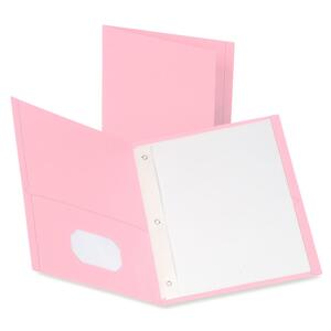 Twin Pocket Portfolio,w/Fstnrs,11x8-1/2 ,25/BX,Pink