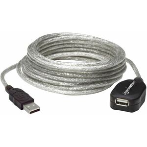 Manhattan Hi-Speed A Male/A Female USB Active Extension Cable, 16'