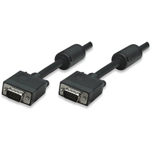 Manhattan SVGA HD15 Male to HD15 Male Monitor Cable with Ferrite Cores, 6', Black