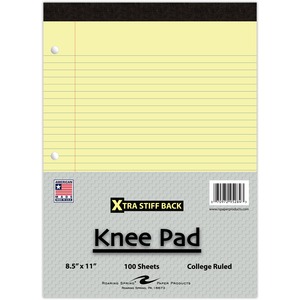 Roaring Spring Stiff Pad 3 Hole Punch Canary 8.5x11.75 100 Sht College Margin 95284 Pack Of 36
