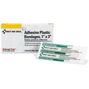 First Aid Plastic Bandages, Refills, 1x3 , 16/PK, Tan