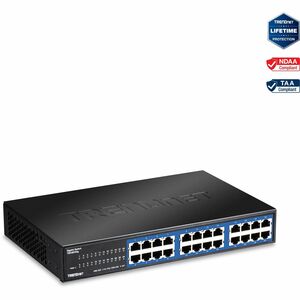 TRENDnet 24-Port Unmanaged Gigabit GREENnet Desktop Switch, Ethernet Network Switch, 24 x 10-100-1000 Gigabit Ethernet RJ-45 Ports, 48Gbps Switching Capacity, Lifetime Protection, Black, TEG-S24DG