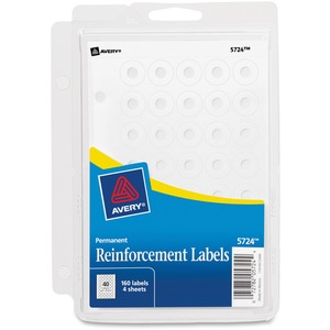 Reinforcement Labels, Permanent, 160/PK, White