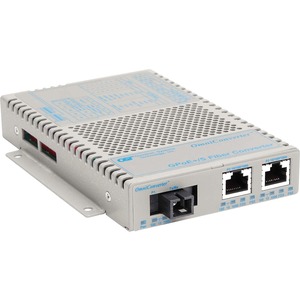 OmniConverter 10/100/1000 PoE+ Gigabit Ethernet Single-Fiber Media Converter Switch RJ45 SC Single-Mode 20km Wide Temp