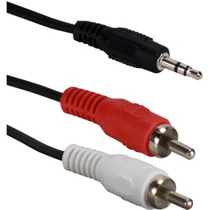 QVS 3.5mm Mini-Stereo Male to Two RCA Male Speaker Cable