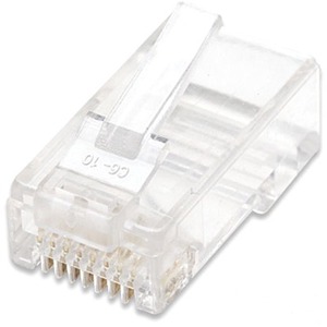 Intellinet Network Solutions Cat5e RJ45 Modular Plugs, 2-Prong, UTP, For Stranded Wire, 100 Plugs in Jar