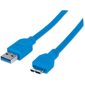 Manhattan SuperSpeed USB 3.0 A Male to Micro B Male Device Cable, 5 Gbps, 3 ft (1m), Blue