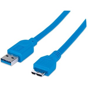 Manhattan SuperSpeed USB 3.0 A Male to Micro-B SuperSpeed Male Device Cable, 5 Gbps, 6 ft (2m), Blue