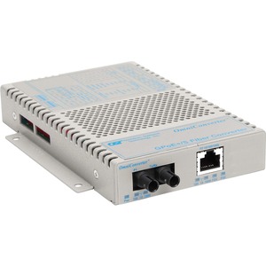 OmniConverter 10/100/1000 PoE+ Gigabit Ethernet Fiber Media Converter Switch RJ45 ST Single-Mode 12km Wide Temp