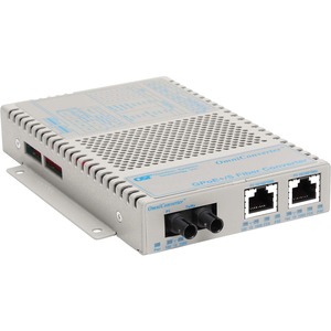 OmniConverter 10/100/1000 PoE+ Gigabit Ethernet Fiber Media Converter Switch RJ45 ST Single-Mode 12km Wide Temp