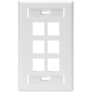 Leviton QuickPort Wallplate With ID Window, Single Gang, 6-Port, White