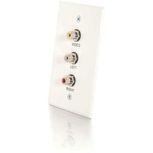 C2G Single Gang Composite Video + Stereo Audio Wall Plate - White Brushed Aluminum