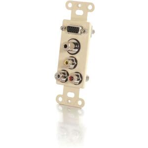 C2G VGA, 3.5mm Audio, Composite Video and RCA Stereo Audio Decorative Style Wall Plate - Ivory