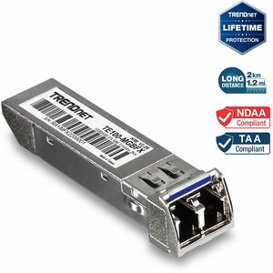 TRENDnet SFP to RJ45 100Base-FX Multi-Mode LC Module, TE100-MGBFX, Compatible with Mini-GBIC, Supports 1310 nm, Up to 155 Mbps, Hot-Pluggable, Up to 2 Km (1.2 Miles), Lifetime Protection