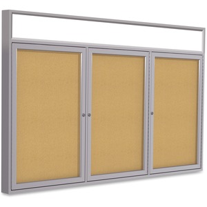Headliner Bulletin Board (3 door) - Frame: Satin Aluminum Indoor, Size: 48 x 72