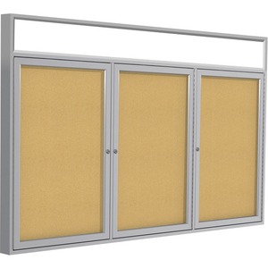 Headliner Bulletin Board (3 door) - Frame: Satin Aluminum Indoor, Size: 48 x 96