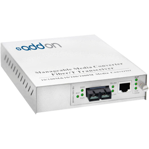 AddOn 10/100Base-TX(RJ-45) to 100Base-LX(SC) SMF 1310nm 20km Managed Media Converter