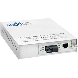 AddOn 10/100/1000Base-TX(RJ-45) to 1000Base-BXD(SC) BiDi SMF 1550nmTX/1310nmRX 20km Managed Media Converter