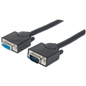 Manhattan SVGA HD15 Male to HD15 Female Extension Cable, 50', Black