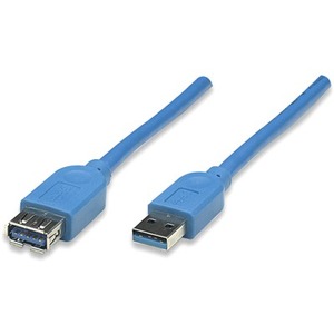 Manhattan SuperSpeed USB 3.0 A Male/A Female Extension Cable, 5Gbps, 6.5 ft (2m), Blue