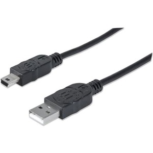 Manhattan Hi-Speed USB 2.0 A Male to Mini-B Male Device Cable, 6', Black