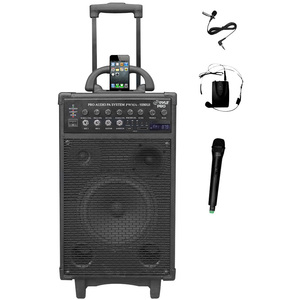 PylePro 800 Watt Dual Channel Wireless Rechageable Portable PA System With iPod/iPhone Dock, FM Radio /USB/SD, Handheld Microphone, and Lavalier Microphone