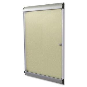 1-Door Silhouette Enclosed Tackboard - Frame: Satin, Fabric: Caramel Vinyl