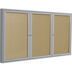 Enclosed Bulletin Board (3 door) - Frame: Outdoor Satin Aluminum, Size: 36 x 72