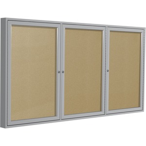Enclosed Bulletin Board (3 door) - Frame: Outdoor Satin Aluminum, Size: 48 x 96