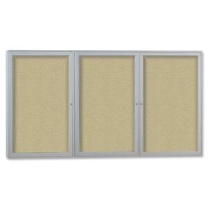 Enclosed Bulletin Board (3 door) - Frame: Outdoor Satin Aluminum, Size: 48 x 72