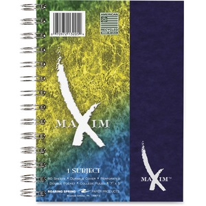 Maxim Notebook, College Rule, 7x5 , 1 Sub, 80Sht, AST