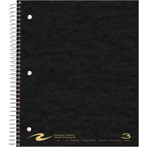 Roaring Spring Wirebound Pocket Notebook Asst 9x11 120 Sht 3 Subject/6Pkt/College Margin