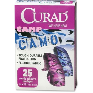 Bandage,Fabric,Camo,Pnk/Blue,Curad,3/4X3