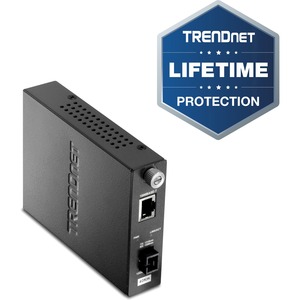 TRENDnet Intelligent 100Base-TX to 100Base-FX Dual Wavelength Single Mode SC Fiber Media Converter (40 km / 24.9 miles); RJ-45 port; Fiber to Ethernet Converter; Lifetime Protection; TFC-110S40D5i