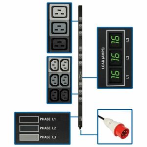 Tripp Lite PDU 3-Phase Metered 240V/230V/220V 11.5kW C13 C19 Vertical 0URM